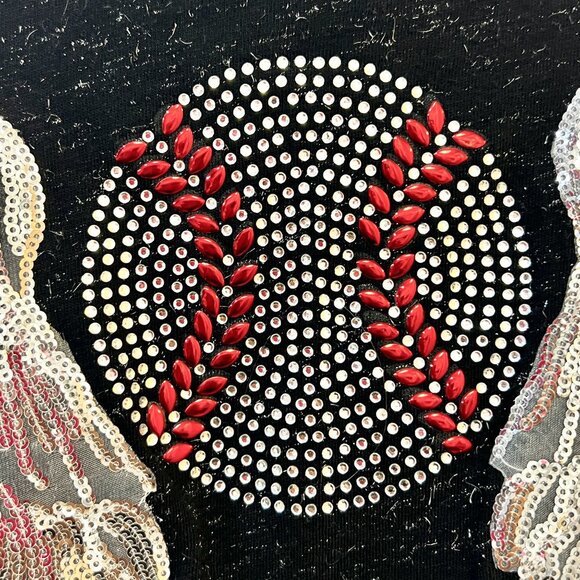 J. America Vintage Baseball Sequin Angel Wings Sweatshirt Pullover Top RARE Uni - Picture 5 of 9